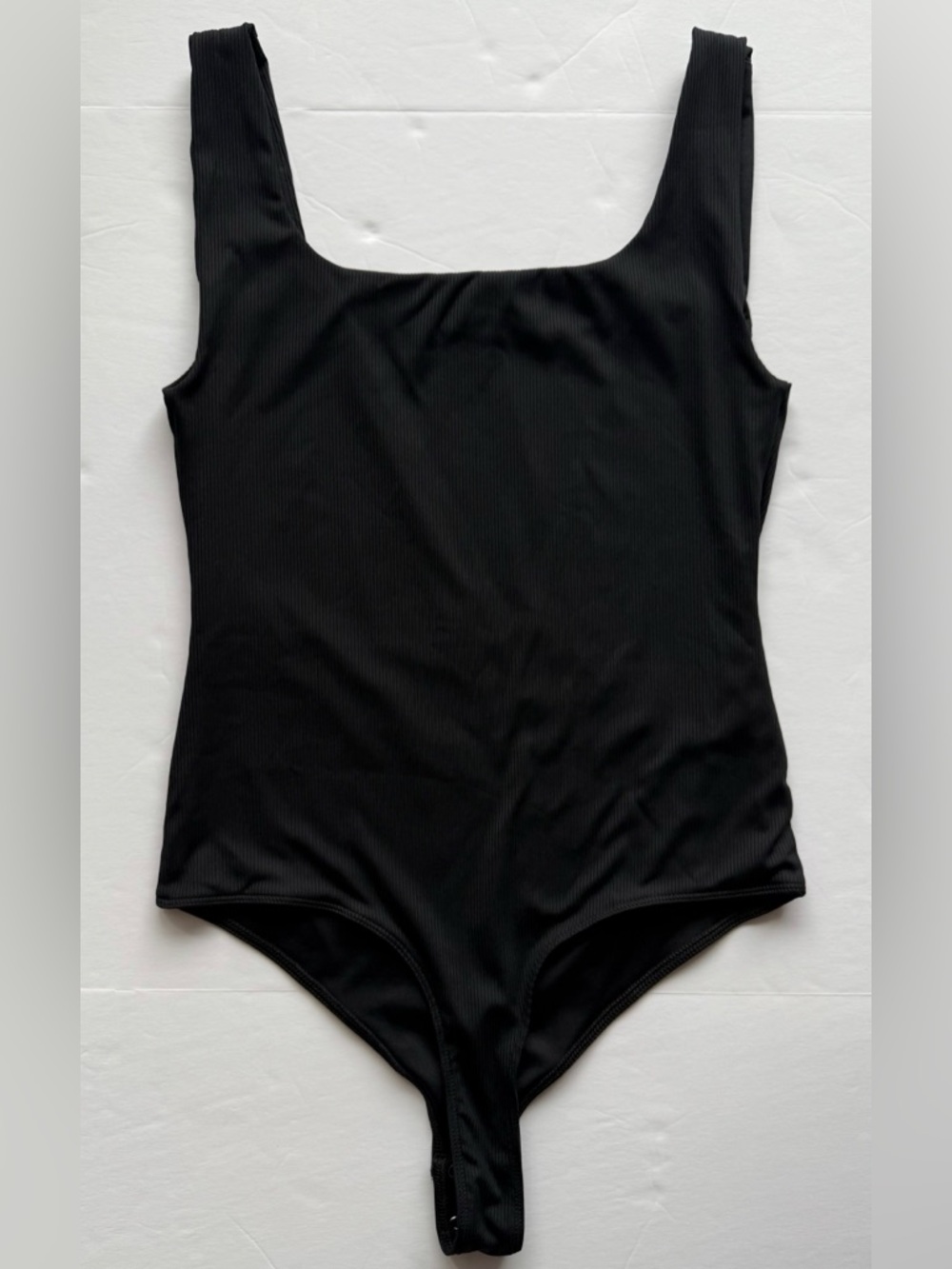 LOFT Versa Ribbed Square Neck Sleeveless Bodysuit Black Size M
